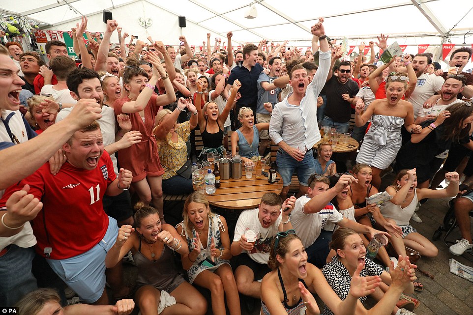 England Fans Celebrating In A Pub